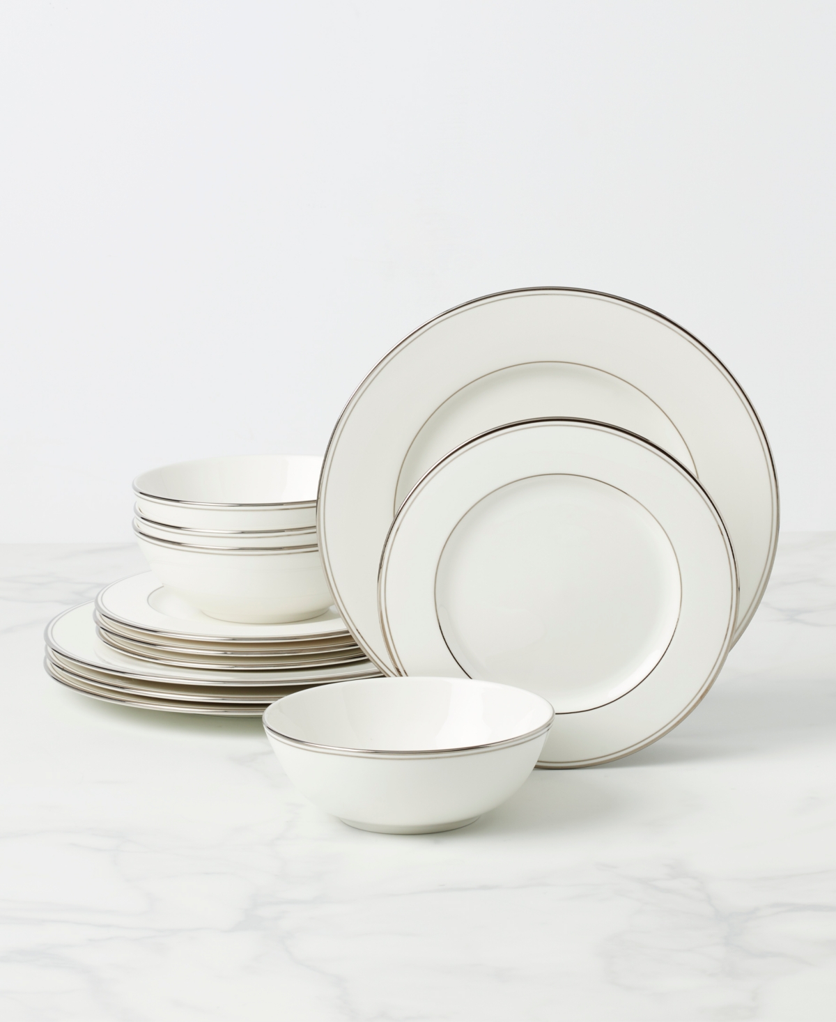 Shop Lenox Federal Platinum 12-piece Dinnerware Set, Service For 4 In White