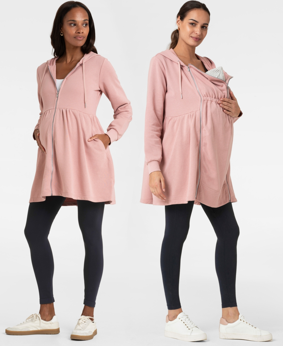 Shop Seraphine Women's 3 In 1 Maternity Babywearing Hoodie Tunic Sweatshirt In Blush