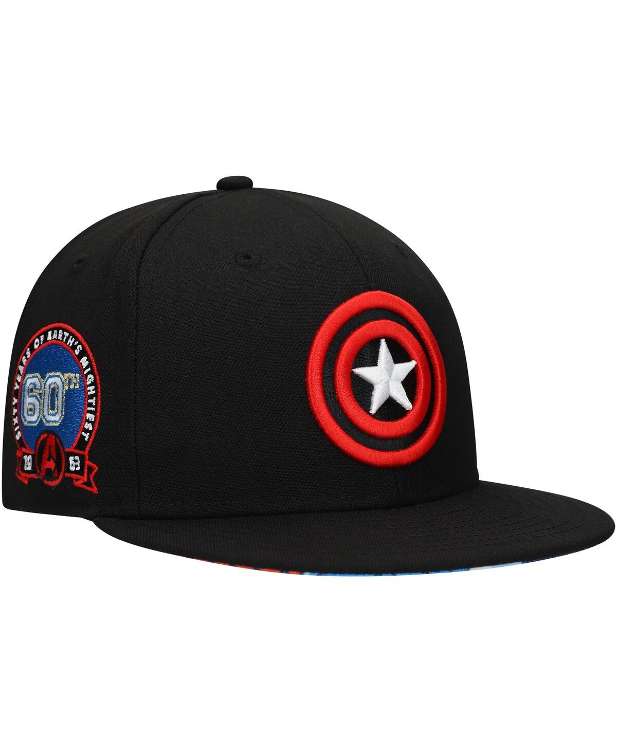 Men's Black Captain America Marvel 60th Anniversary Snapback Hat - Black