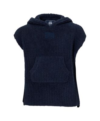 Youth Boys and Girls Navy Team USA Barefoot Dreams CozyChic Hooded Rib Cozy
