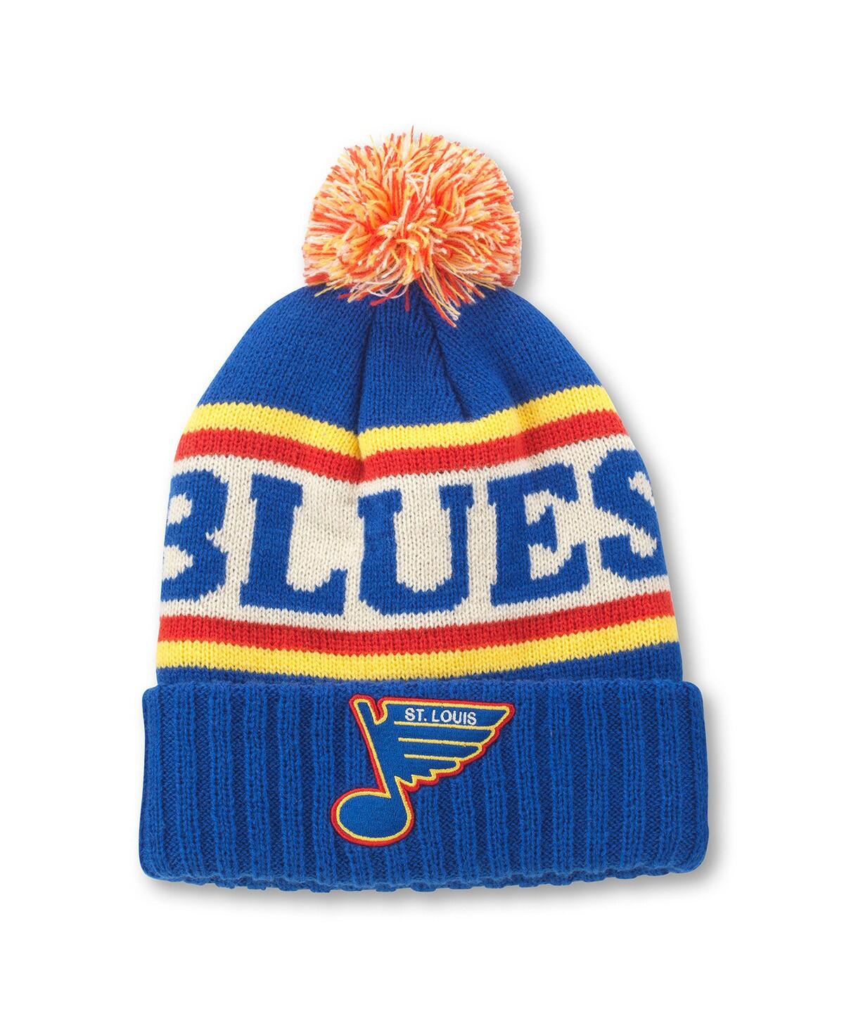Men's American Needle Blue, White St. Louis Blues Pillow Line Cuffed Knit Hat with Pom - Blue, White