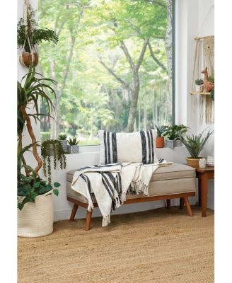 Morgan Onyx Woven Striped Chambray Luxury Premium Rectangle Accent Pillow, 14" x 22"