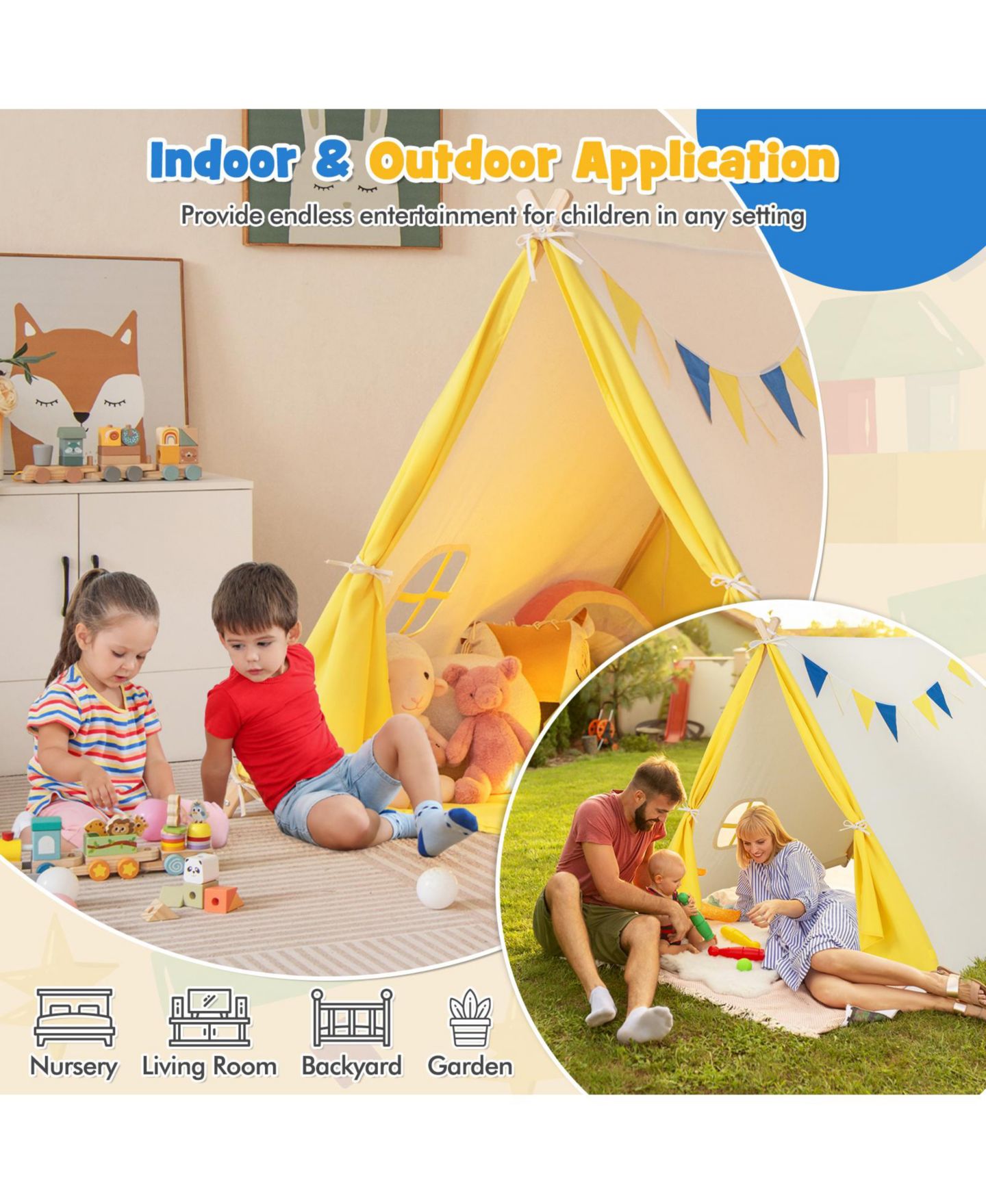 Детская игрушка SUGIFT Solid Wood A-Frame Play Tent, Ages 3+ — фото 3