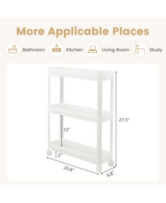 2 Pieces 3-Tier Slim Detachable Storage Cart with Drainage Holes and Wheels