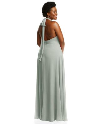 Plus Size High Neck Halter Backless Maxi Dress