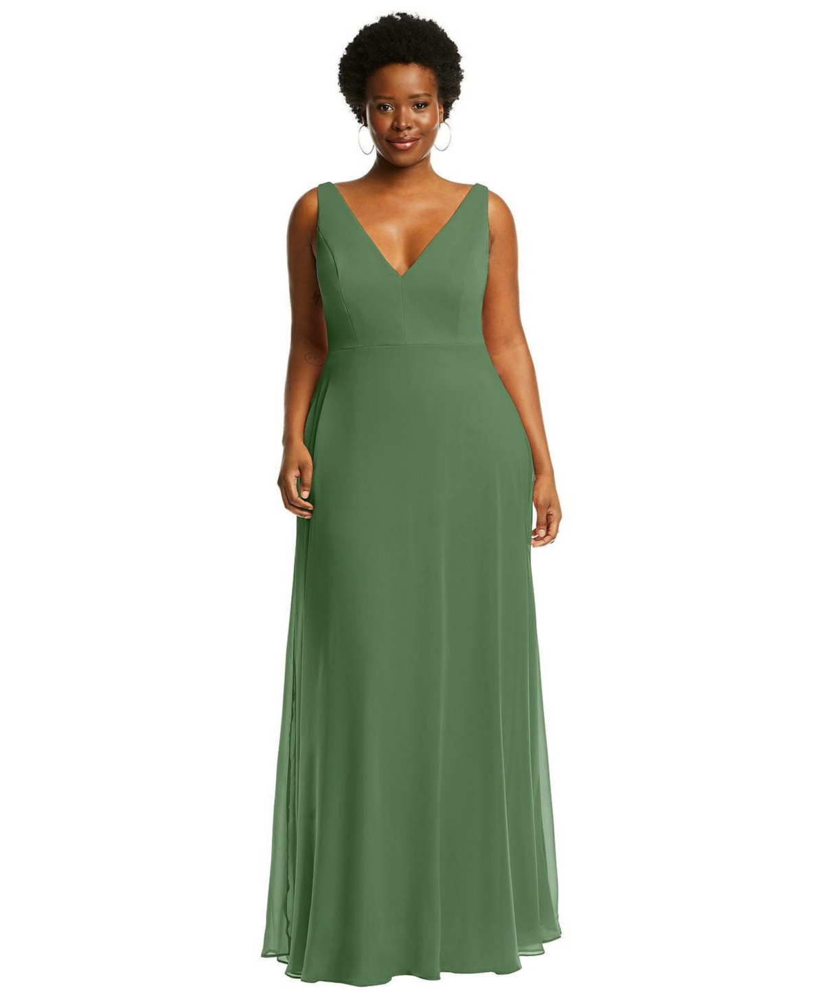 Womens Deep V-Neck Chiffon Maxi Dress - Vineyard green