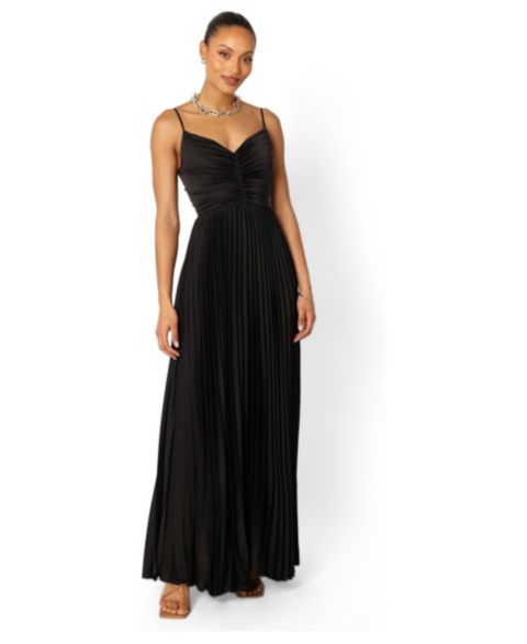 Женское платье Petal and Pup Naira Pleated Maxi, цвет: Чёрный