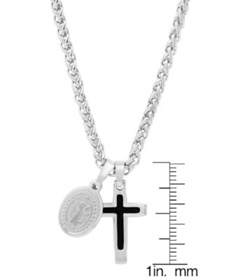 Men's Cross & St. Benedict Pendant Necklace, 24"