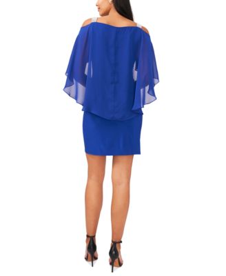 Petite Ruched Cape Dress
