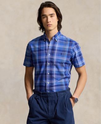 폴로 랄프로렌 Polo Ralph Lauren Mens Classic-Fit Plaid Oxford Shirt,Blue Multi