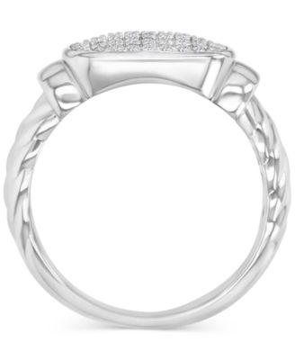 Cubic Zirconia Rectangular Cluster Twist Rope Statement Ring