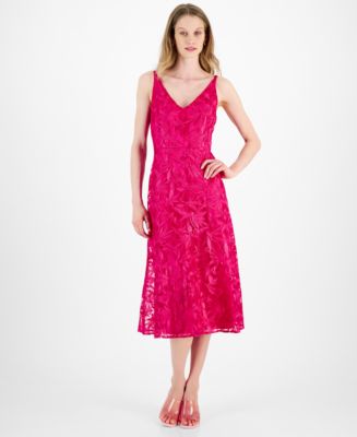 Sam Edelman Women's Leafy Embroidery V-Neck Sleeveless Dress - Macy's