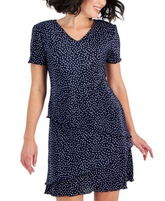 Petite Dot-Print Fit & Flare Dress 