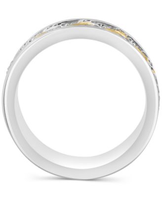 EFFY&reg; Men's Black Spinel Chevron Band (1-1/20 ct. t.w.) in Sterling Silver (Also in White Topaz)