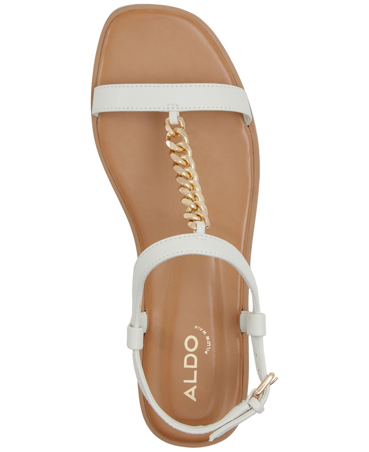 Shop Aldo Women's Ethoregan Chain Ankle-strap Flat Sandals In Open White Smooth