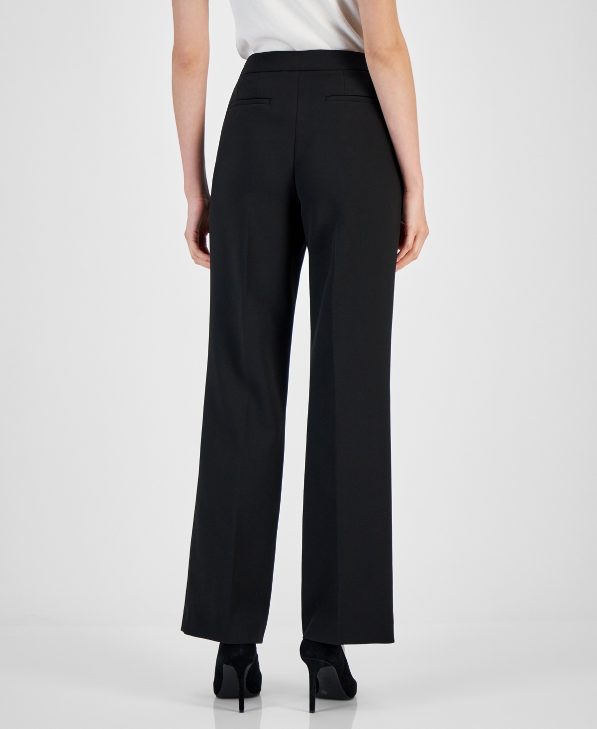 Shop Anne Klein Women's Mid-rise Wide-leg Pants In Anne Black