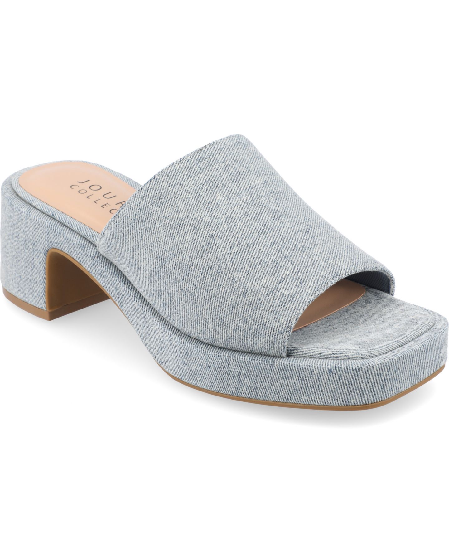 Женские сандалии Journee Collection Bessa Slip On Platform, цвет: Светлый джинсовый — фото 1