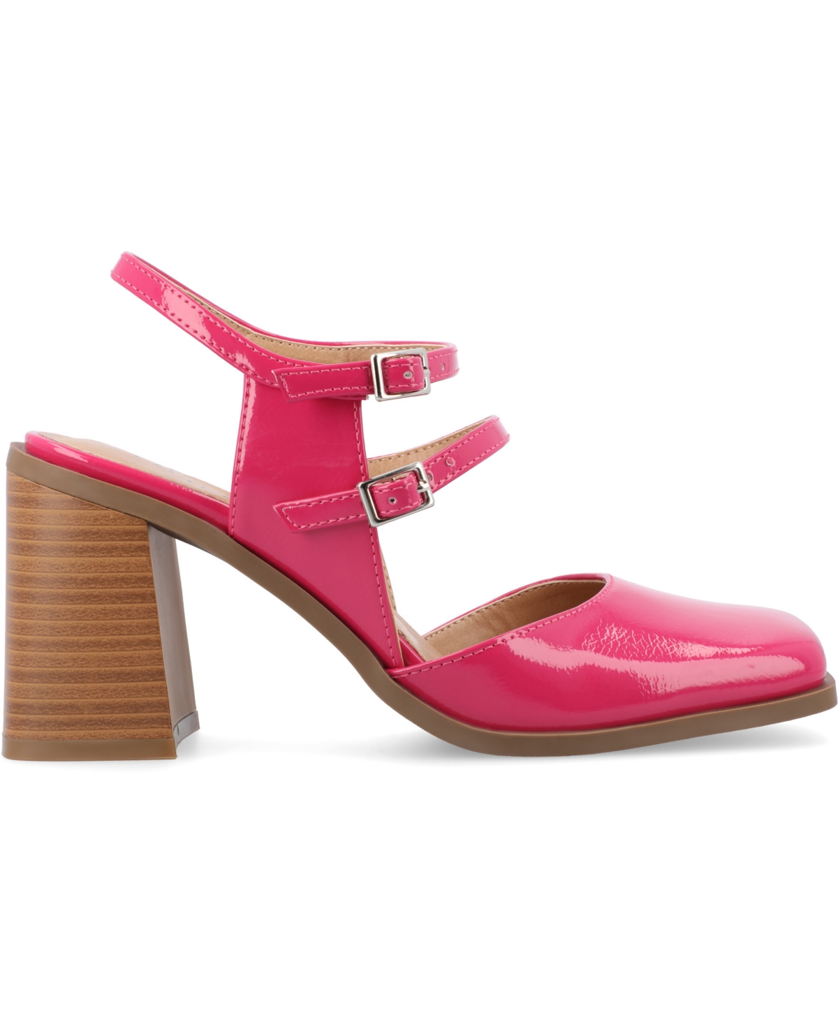 Journee Collection Caisey Double Strap Mary Jane Pump In Pink Patent