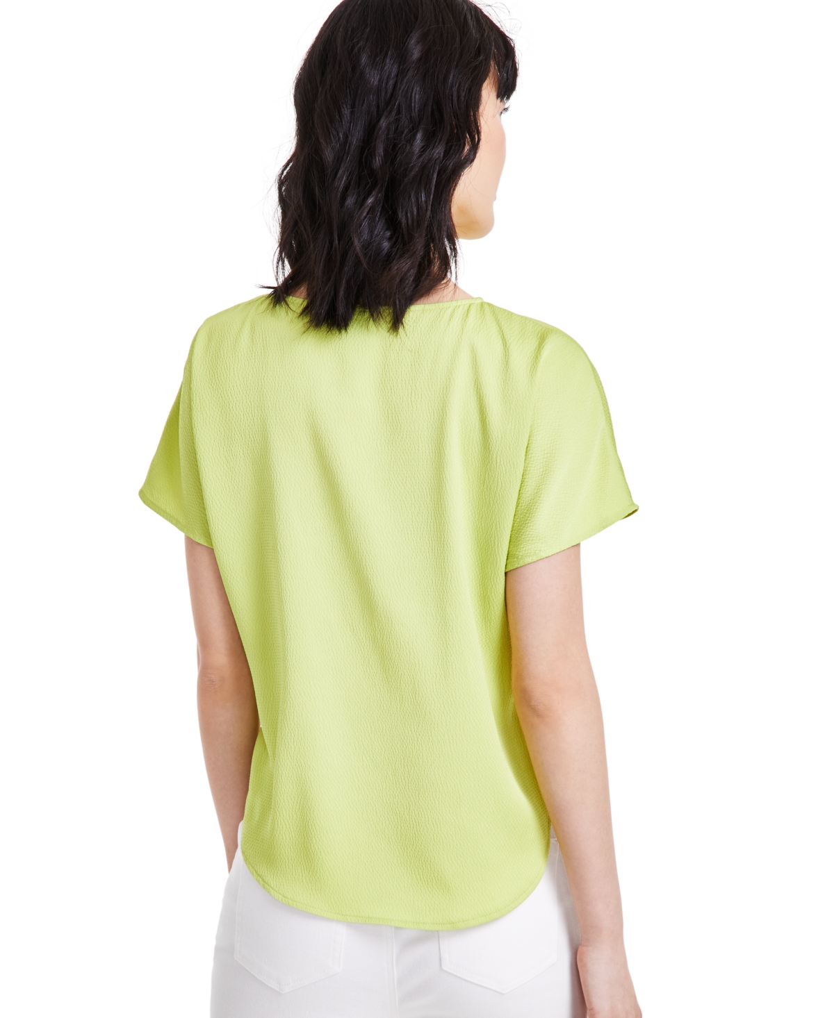 Anne Klein Petite Textured Dolman-Sleeve Boat-Neck Top