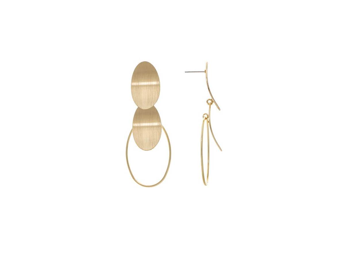 Satin Concave Disc Dangle Earrings - Gold