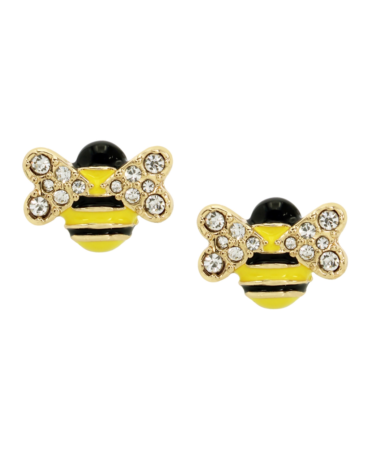 Faux Stone Bee Stud Earrings - Yellow, Gold