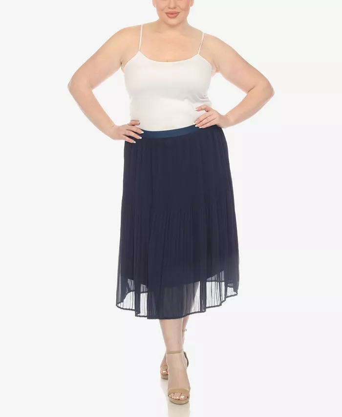 Plus Size Pleated Chiffon Midi Skirt - thumbnail 8