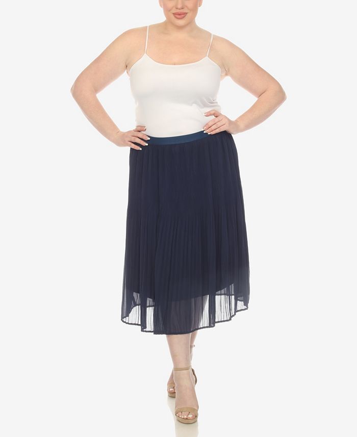 Plus Size Pleated Chiffon Midi Skirt
