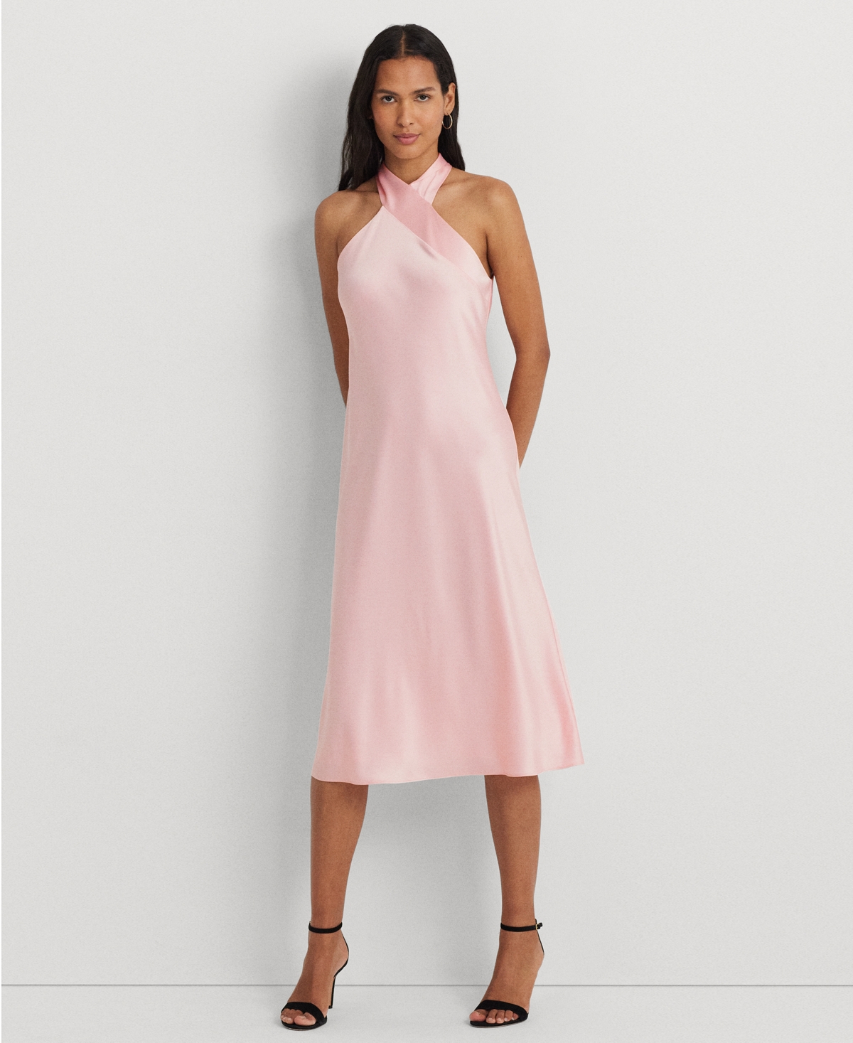 Lauren Ralph Lauren Women's Satin Halter A-line Dress In Pink Opal
