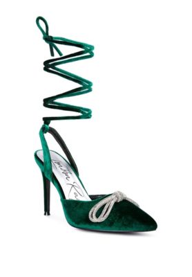 Womens Big Treat Rhinestone Embellished Lace Up Sandals