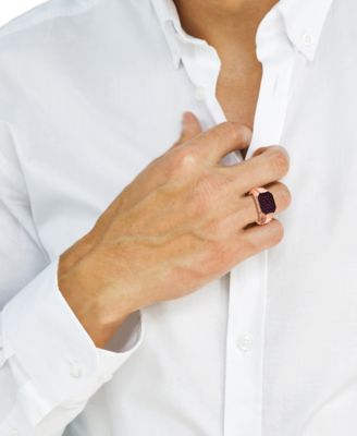 EFFY&reg; Men's Ruby Cluster Ridge Texture Ring (1-1/20 ct. t.w.) in 14k Rose Gold-Plated Sterling Silver