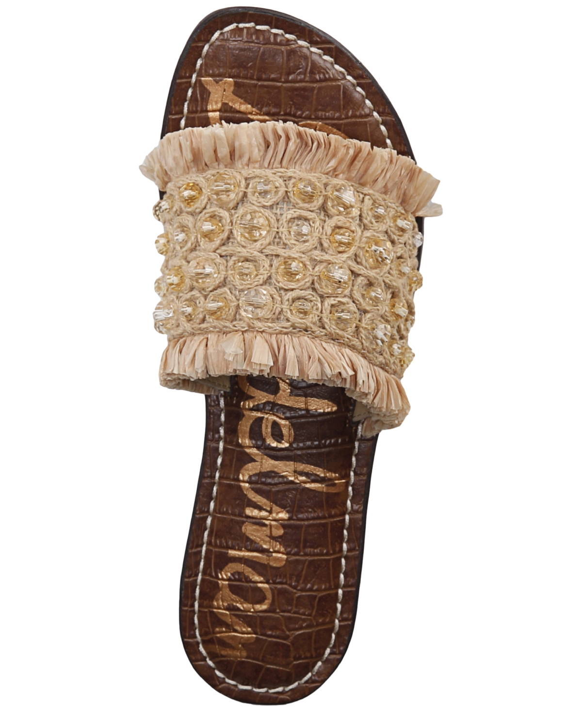 Sam Edelman Women's Gladys Embellished Raffia Slide Flat Sandals