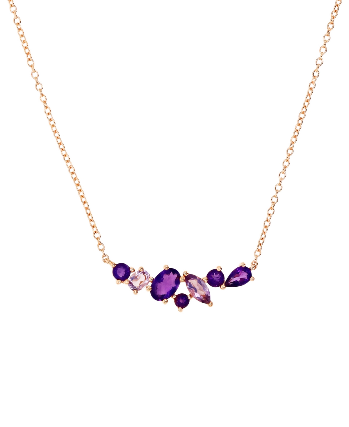 Shop Macy's Multi-gemstone Cluster 18" Pendant Necklace (1-5/8 Ct. T.w.) In 14k Rose Gold-plated Sterling Silver