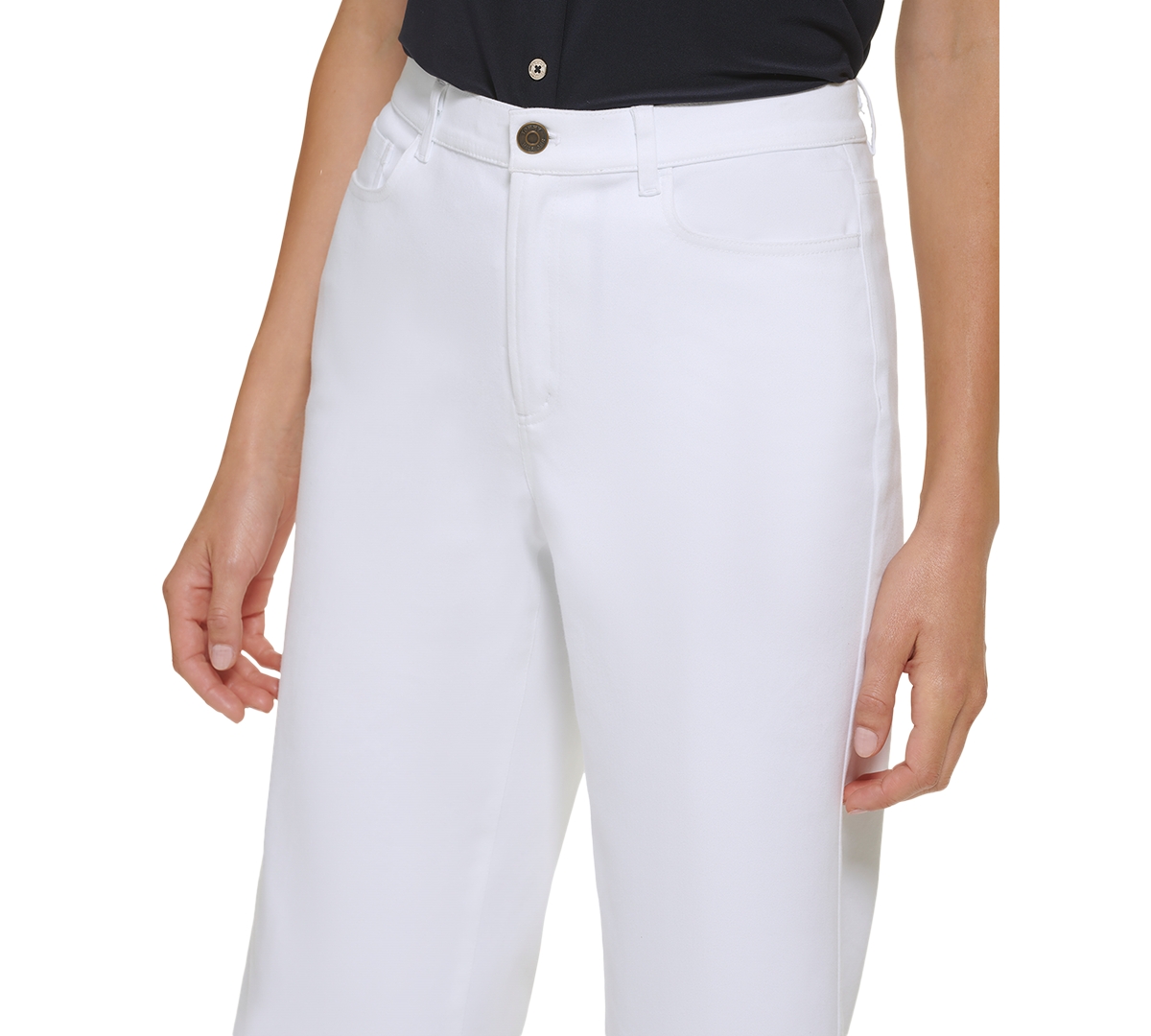 Shop Tommy Hilfiger Women's Mid-rise Wide-leg Capri Pants In White