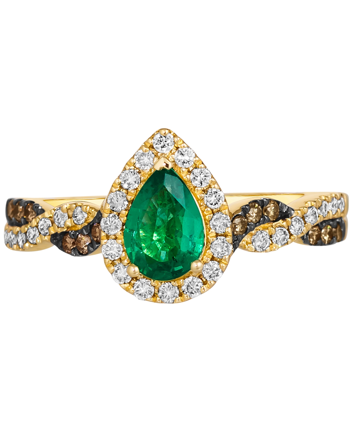 Shop Le Vian Costa Smeralda Emeralds (3/8 Ct. T.w.) & Diamond (1/3 Ct. T.w.) Pear Halo Ring In 14k Gold In No Color
