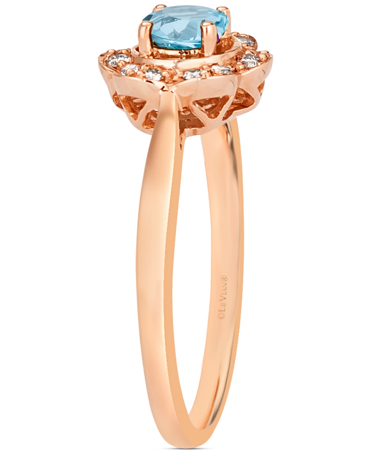 Shop Le Vian Blueberry Sapphire (1/3 Ct. T.w.) & Vanilla Diamond (1/8 Ct. T.w.) Flower Halo Ring In 14k Rose Gold In No Color