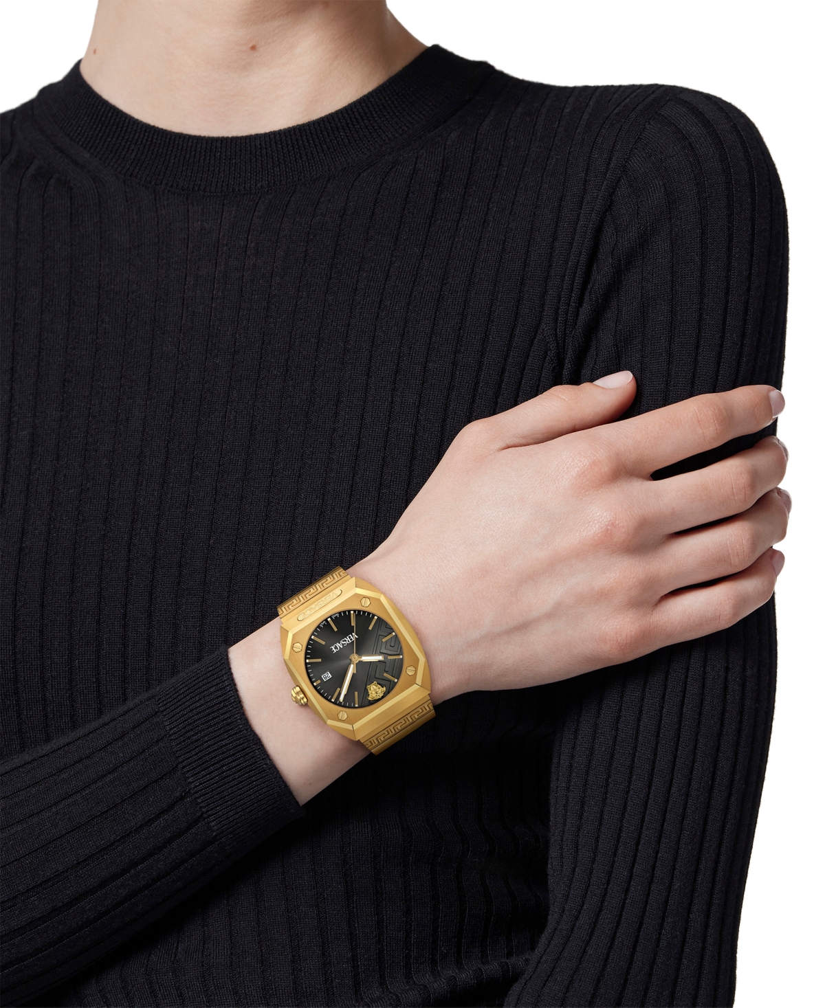 Shop Versace Men's Swiss Gold Ion Plated Stainless Steel Bracelet Watch 44mm