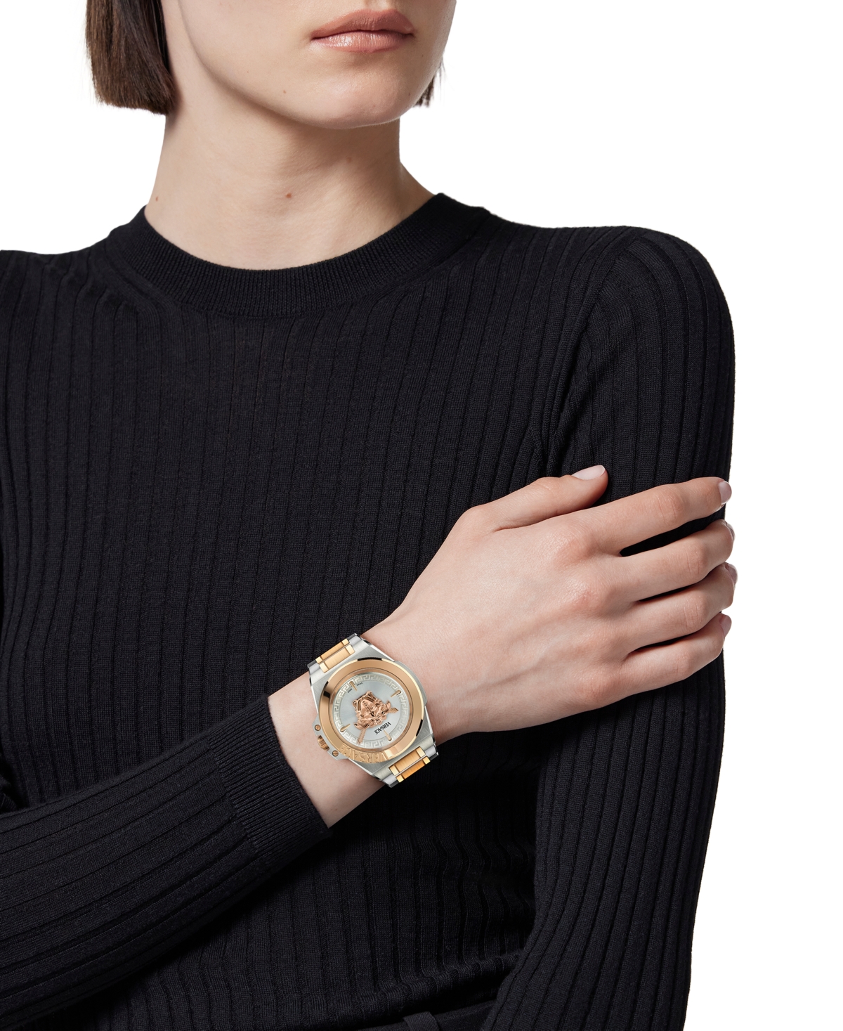 Shop Versace Women's Swiss Two-tone Stainless Steel Bracelet Watch 37mm In Two Tone