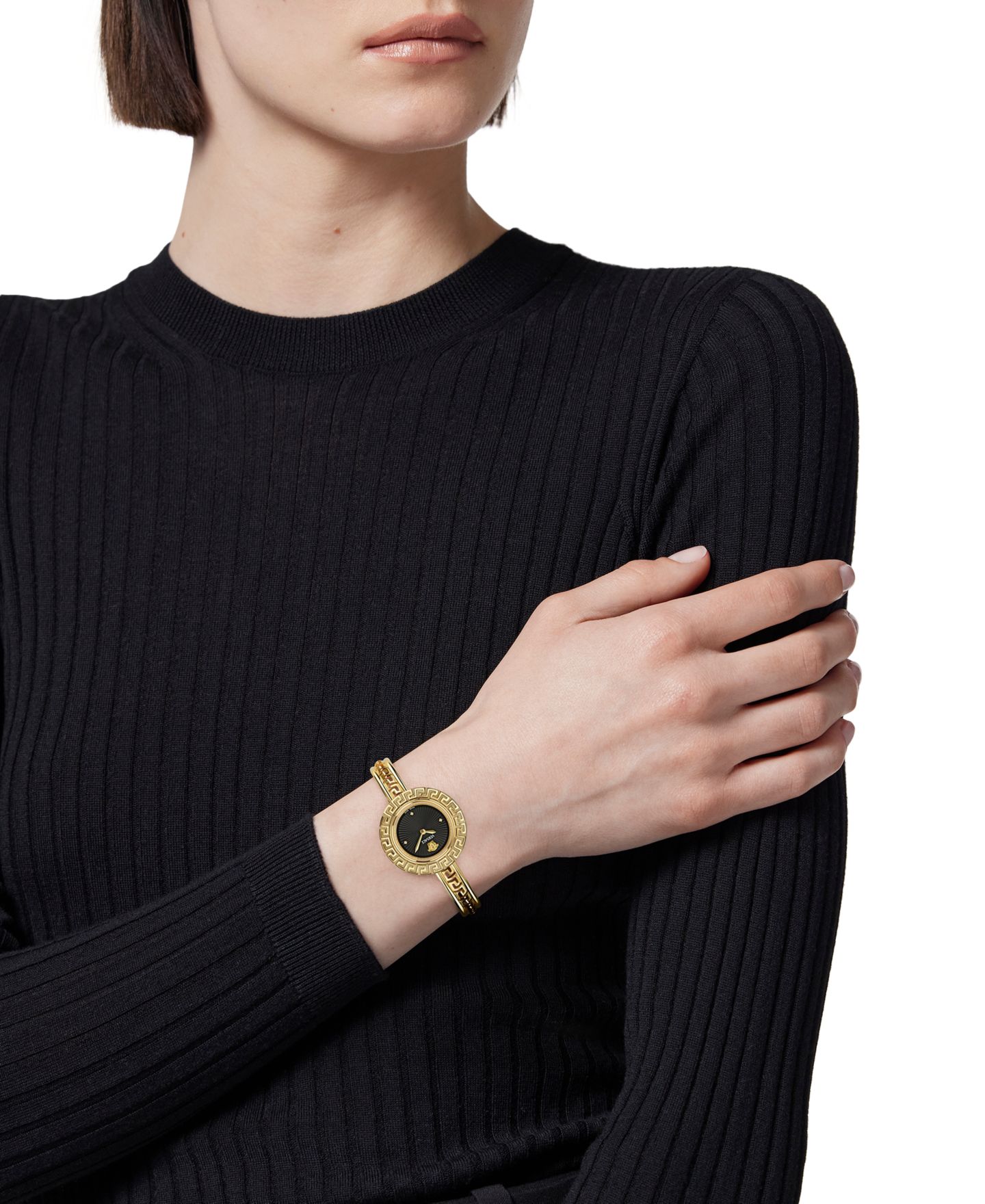 Женские часы Versace Swiss Gold Ion Plated Stainless Steel Bangle Bracelet Watch 28mm — фото 5