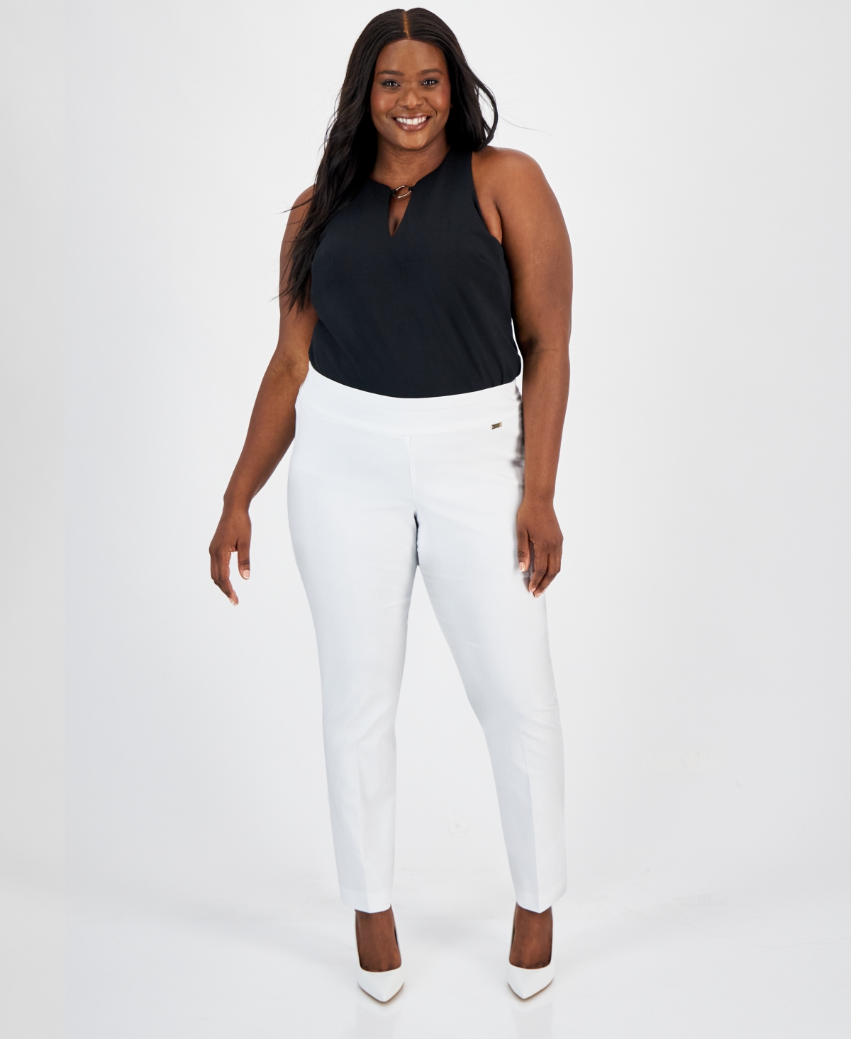 Plus and Petite Plus Size Tummy-Control Skinny Pants, Created for Macy's - Deep Cornflower