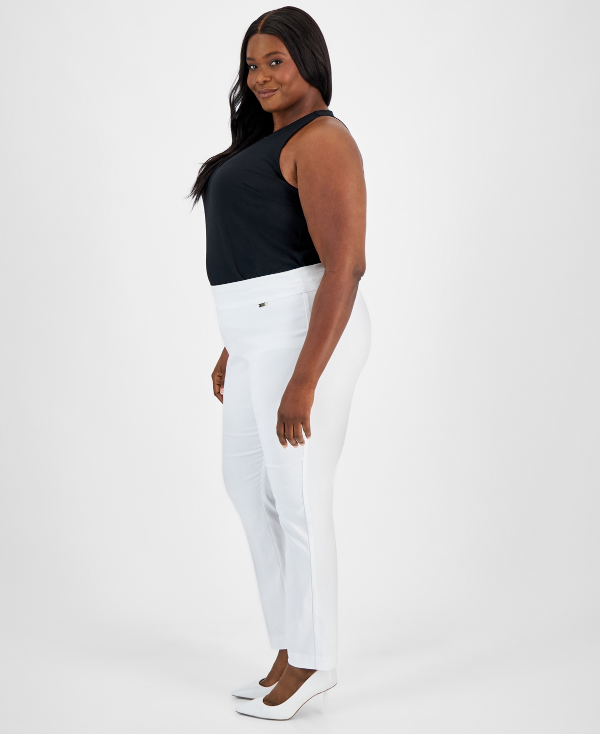Inc International Concepts Plus Size Bengaline Skinny Pants, Created For Macy's In Bright White