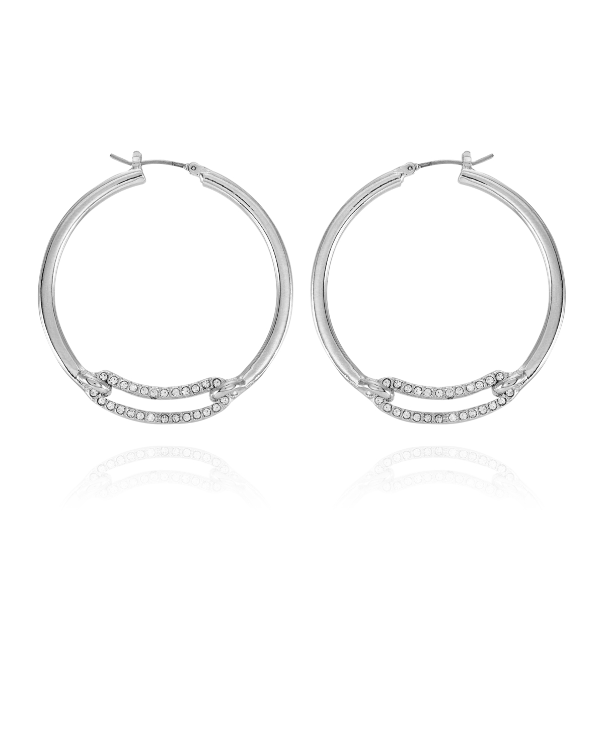Shop Vince Camuto Silver-tone Clear Glass Stone Hoop Earrings