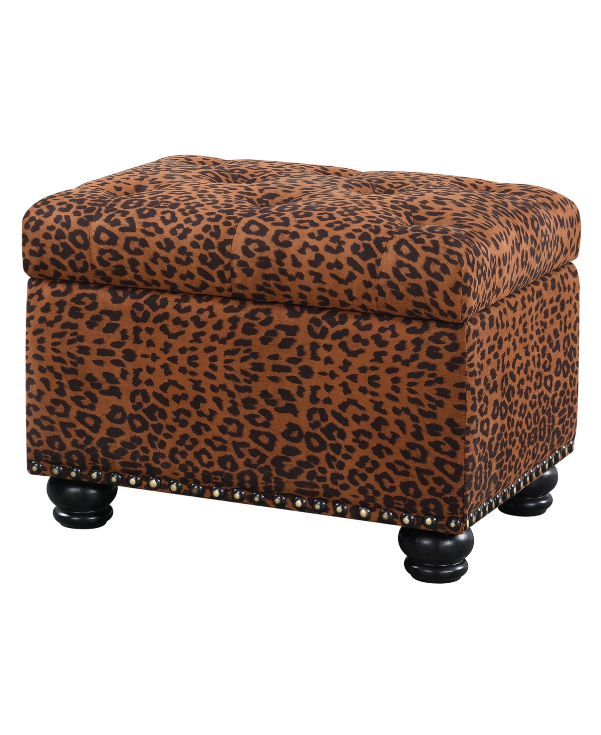 Convenience Concepts 24" Printed Fabric 5th Avenue Storage Ottoman In Forest Leopard Print Fabric
