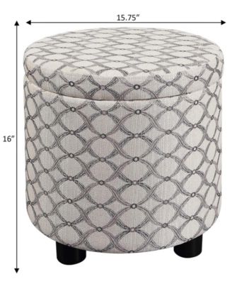 15.75" Polyester Round Storage Ottoman with Tray Lid