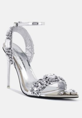 Womens Blingy Diamante Embellished Stiletto Sandals
