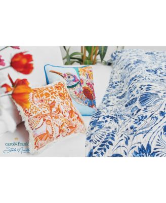 Hummingbird Bird Orange Floral Cotton Decor Small/Petite Accent Pillow, 10" x 10"