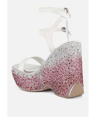 richness rhinestones embellished ultra high wedge sandals