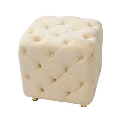 Streamdale Beige Velvet Ottoman & Table Set