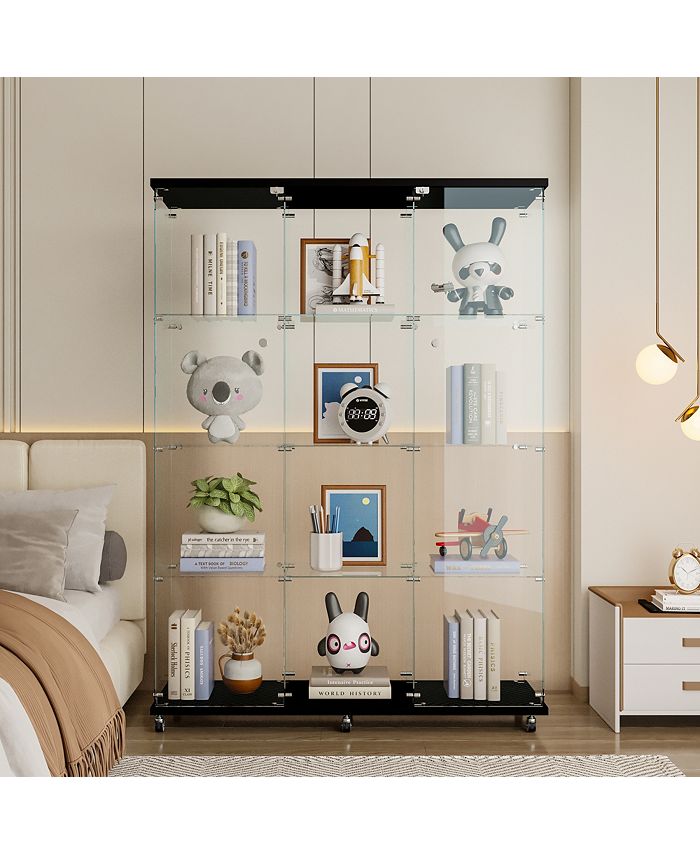 Simplie Fun Extra Large Glass Display Cabinet with 4 Shelves - Macy's