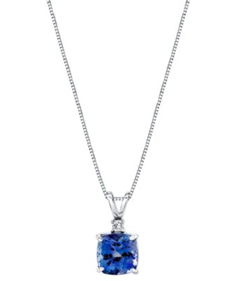 14k White Necklace, Tanzanite (1-5/8 ct. t.w.) and Diamond Accent Cushion Pendant