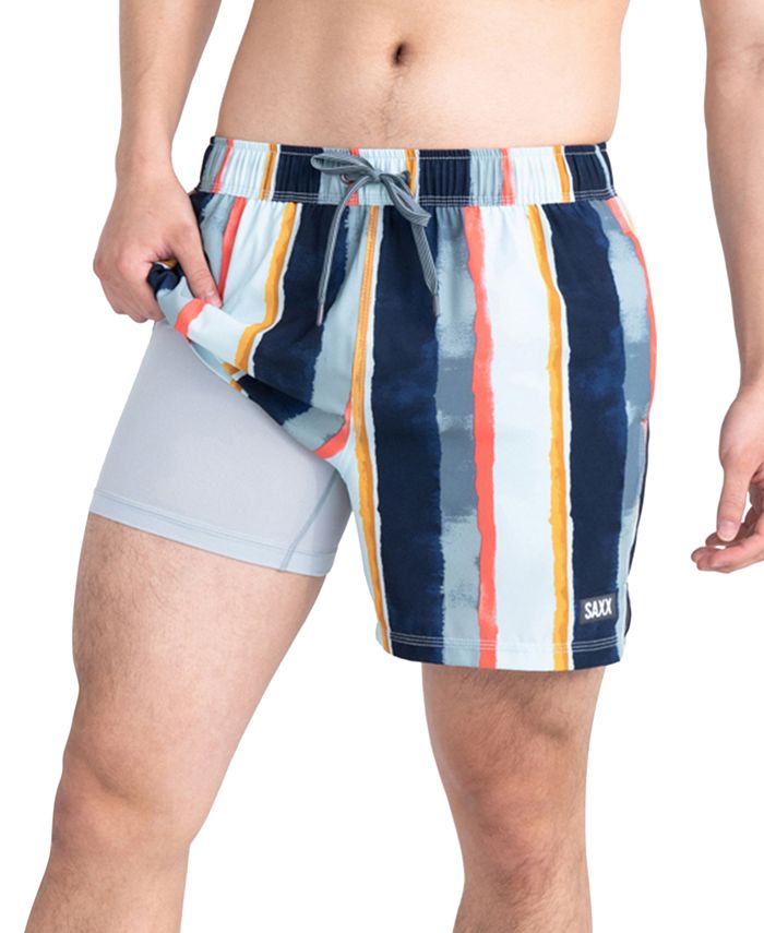 SAXX 5-Inch Oh Buoy 2N1 Volley Hawaiian Pizza Swim Trunks - Sky - FINAL SALE